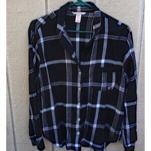 Victorias Secret Plaid LS Shirt Medium